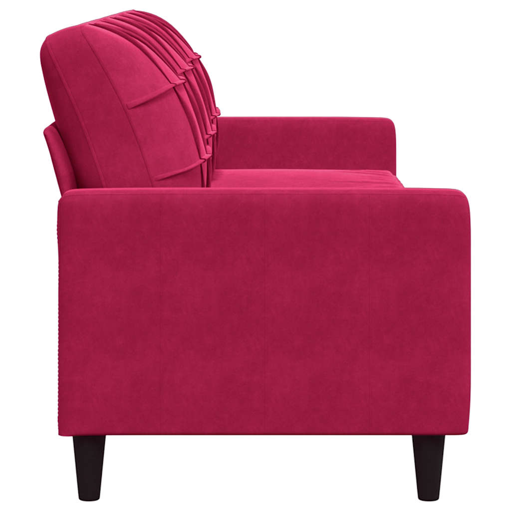 vidaXL Sofa 3-osobowa, winna czerwień, 210 cm, obita aksamitem