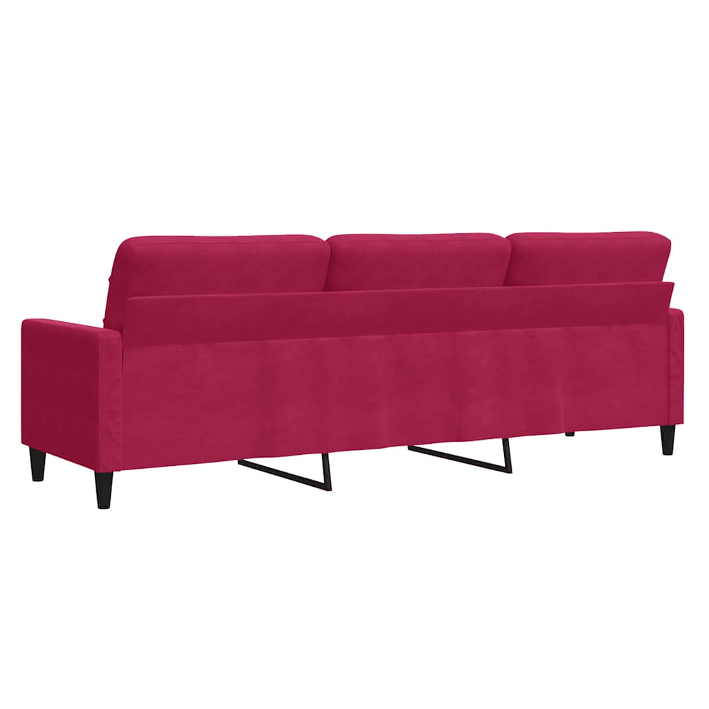 vidaXL Sofa 3-osobowa, winna czerwień, 210 cm, obita aksamitem