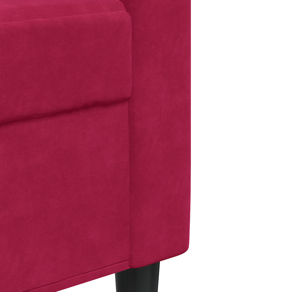vidaXL Sofa 3-osobowa, winna czerwień, 210 cm, obita aksamitem