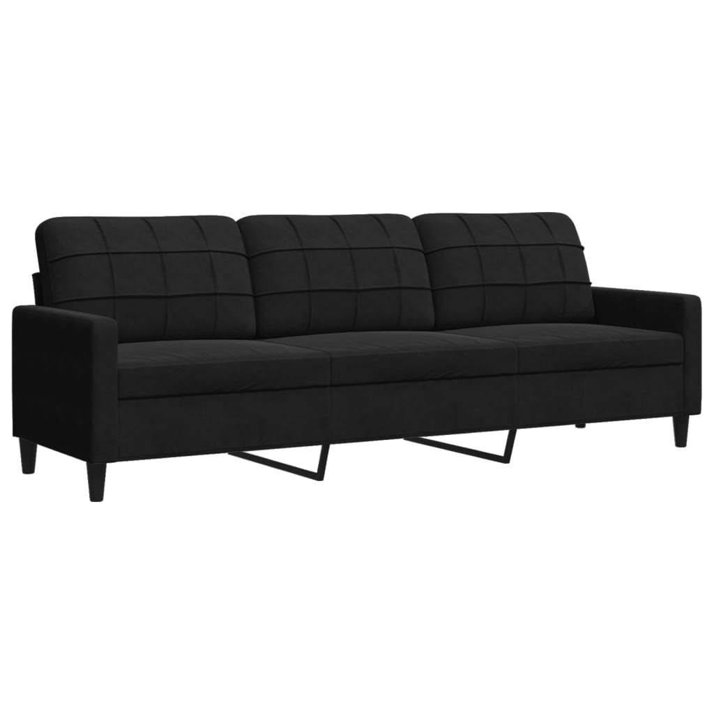 vidaXL Sofa 3-osobowa, czarny, 210 cm, obita aksamitem
