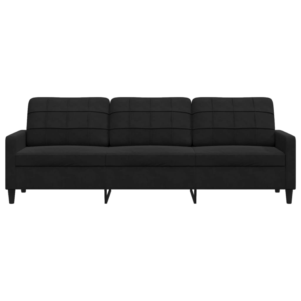 vidaXL Sofa 3-osobowa, czarny, 210 cm, obita aksamitem