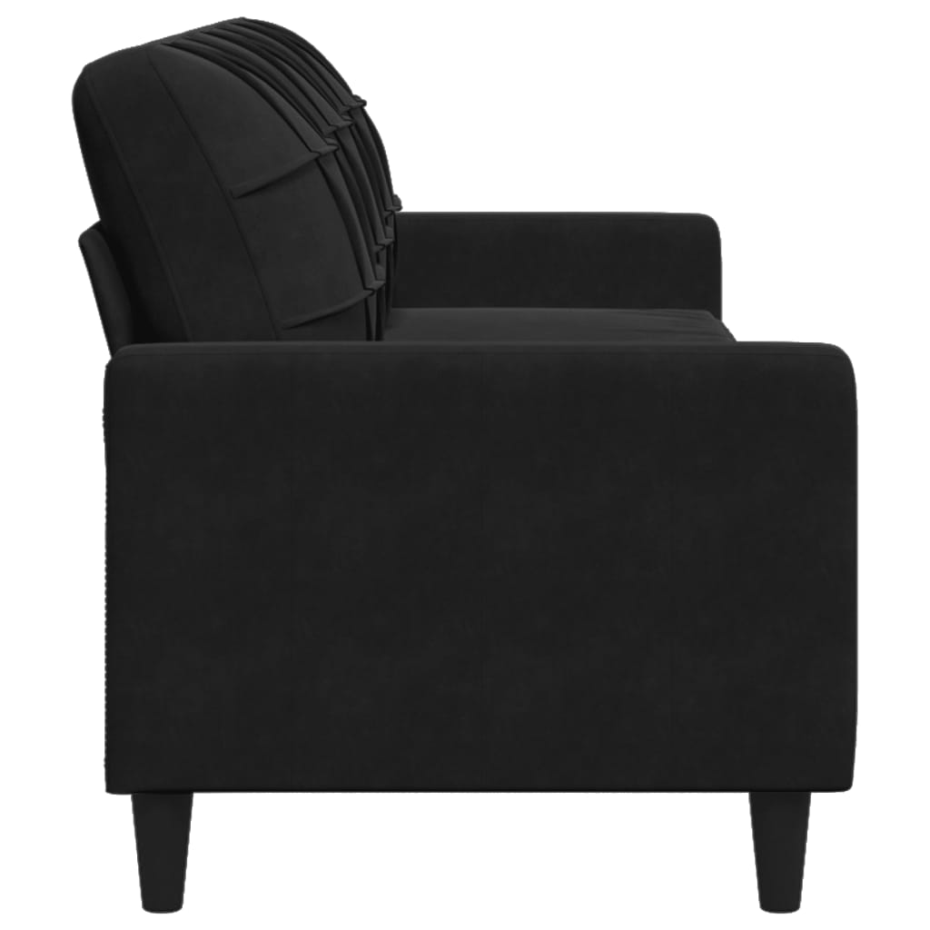 vidaXL Sofa 3-osobowa, czarny, 210 cm, obita aksamitem