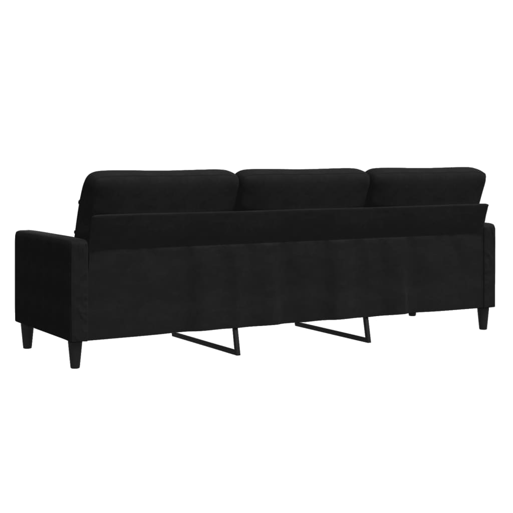 vidaXL Sofa 3-osobowa, czarny, 210 cm, obita aksamitem