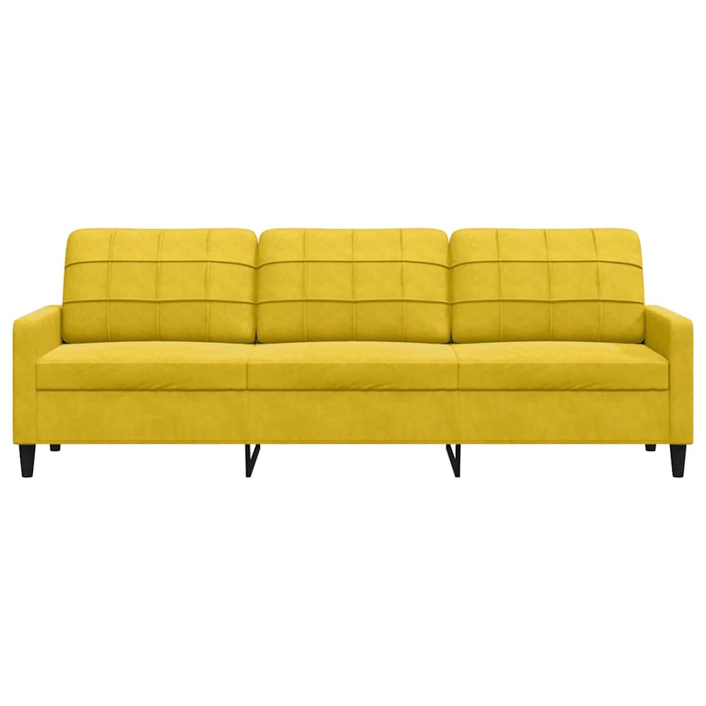 vidaXL Sofa 3-osobowa, żółty, 210 cm, tapicerowana aksamitem