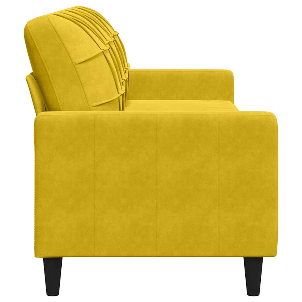 vidaXL Sofa 3-osobowa, żółty, 210 cm, tapicerowana aksamitem