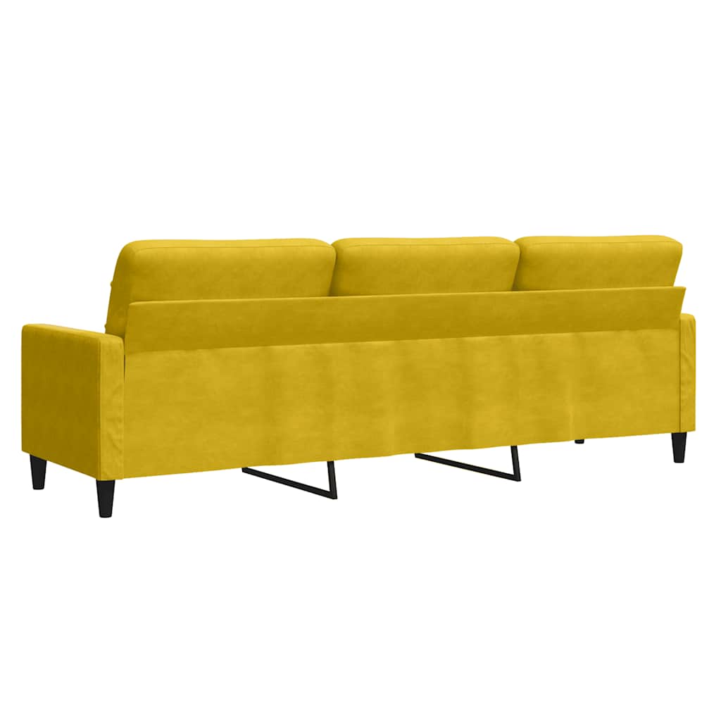 vidaXL Sofa 3-osobowa, żółty, 210 cm, tapicerowana aksamitem