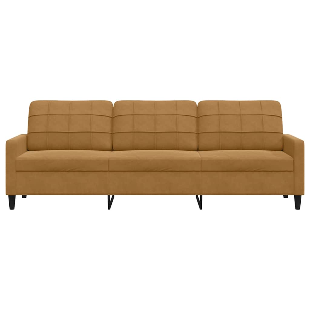 vidaXL Sofa 3-osobowa, brązowa, 210 cm, tapicerowana aksamitem