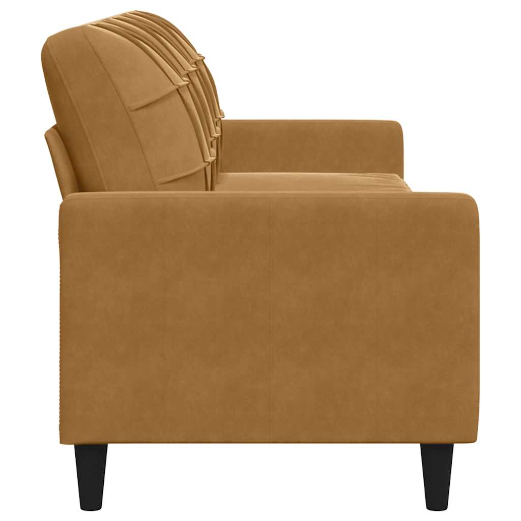 vidaXL Sofa 3-osobowa, brązowa, 210 cm, tapicerowana aksamitem