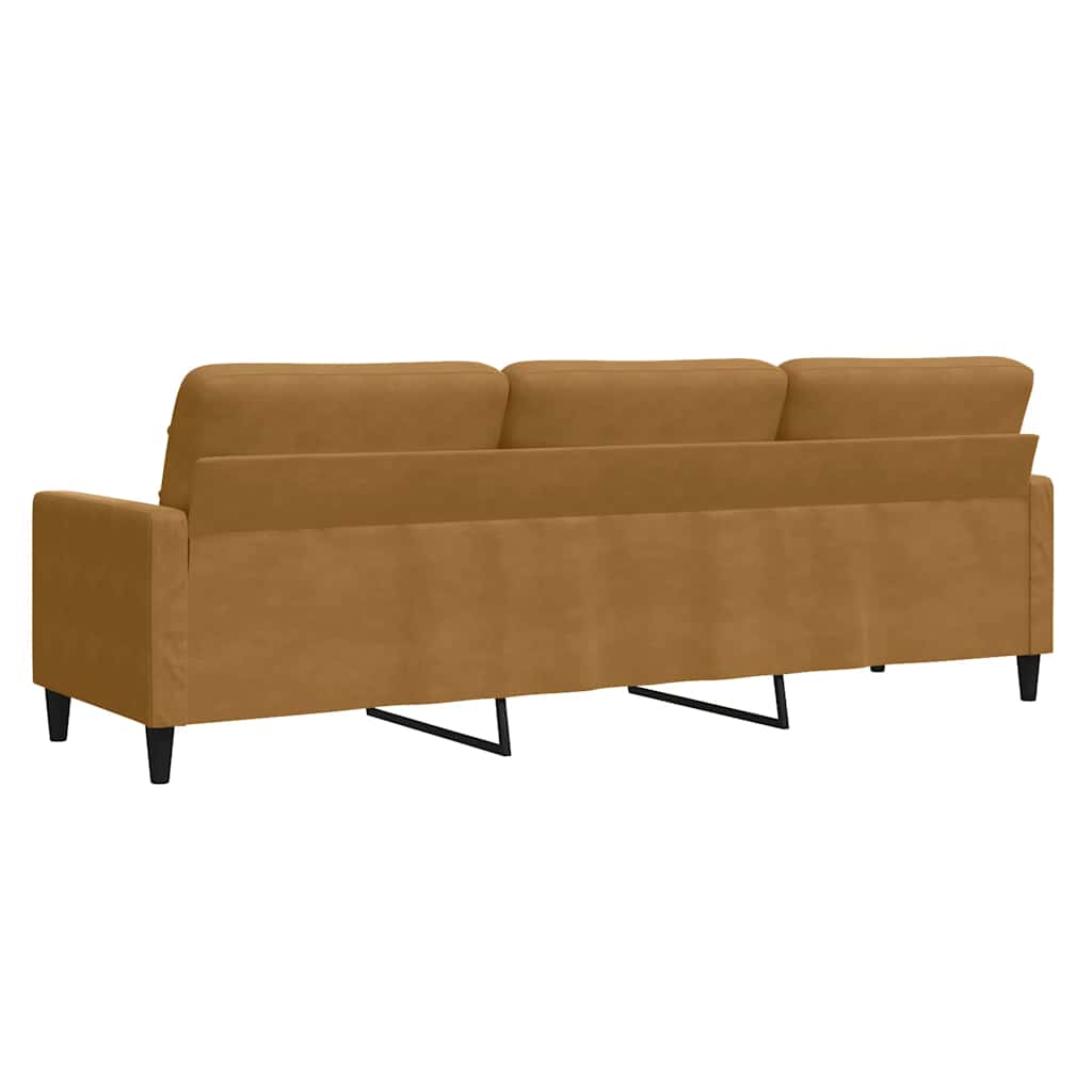 vidaXL Sofa 3-osobowa, brązowa, 210 cm, tapicerowana aksamitem