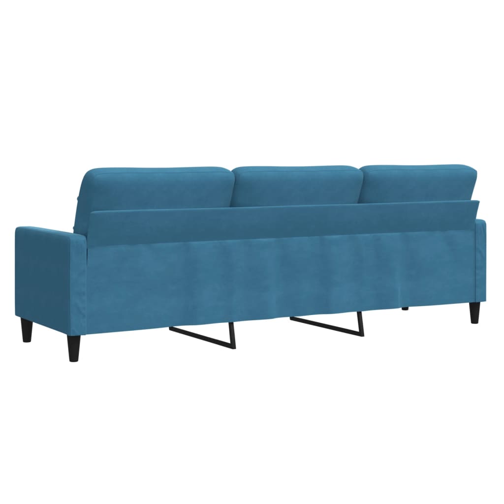 vidaXL Sofa 3-osobowa, niebieski, 210 cm, obita aksamitem