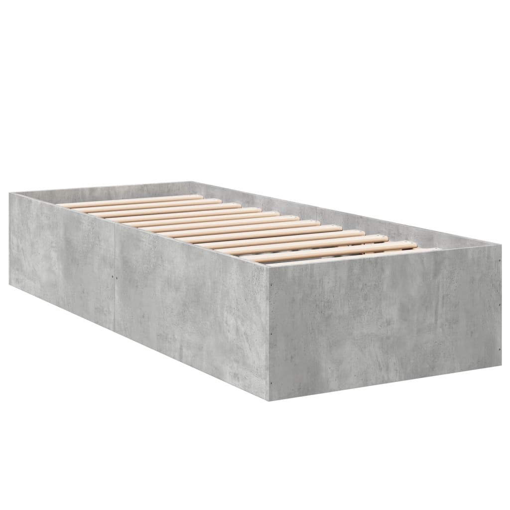 vidaXL Rama łóżka, szarość betonu, 75x190 cm, materiał drewnopochodny