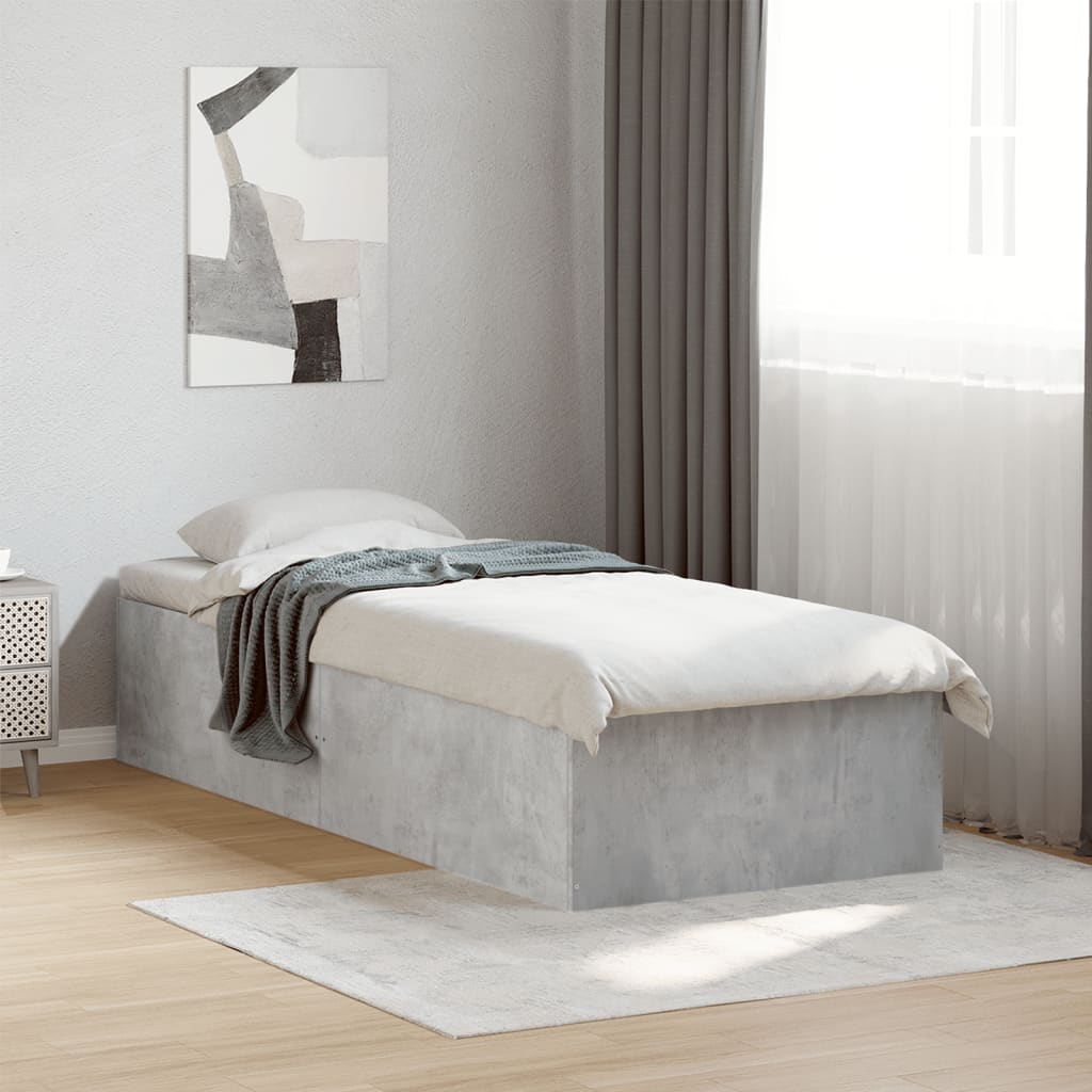vidaXL Rama łóżka, szarość betonu, 75x190 cm, materiał drewnopochodny