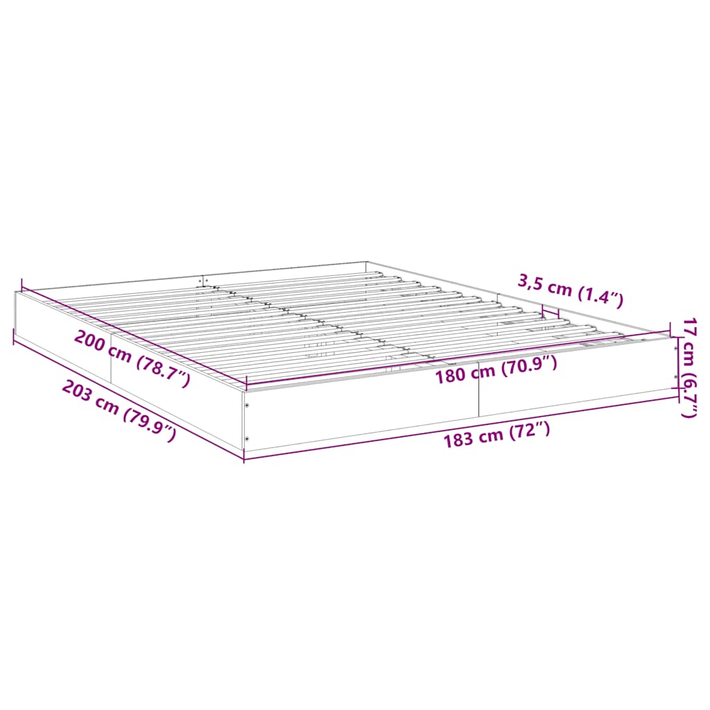 vidaXL Rama łóżka bez materaca Biała 180x200cm Drewno klejone