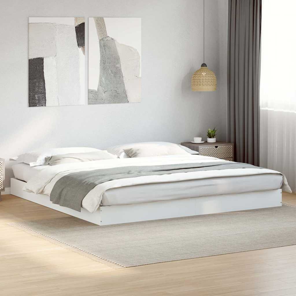 vidaXL Rama łóżka bez materaca Biała 180x200cm Drewno klejone
