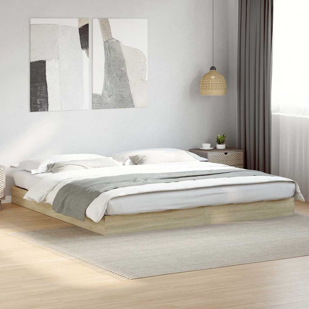 vidaXL Rama łóżka bez materaca Sonoma Oak 180x200cm Drewno klejone