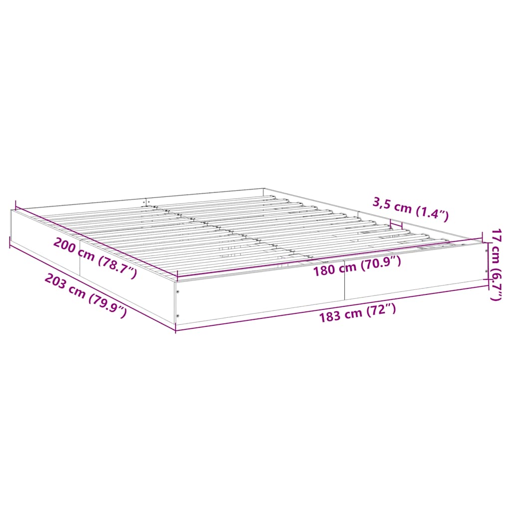 vidaXL Rama łóżka bez materaca dąb wędzony 180x200cm drewno klejone