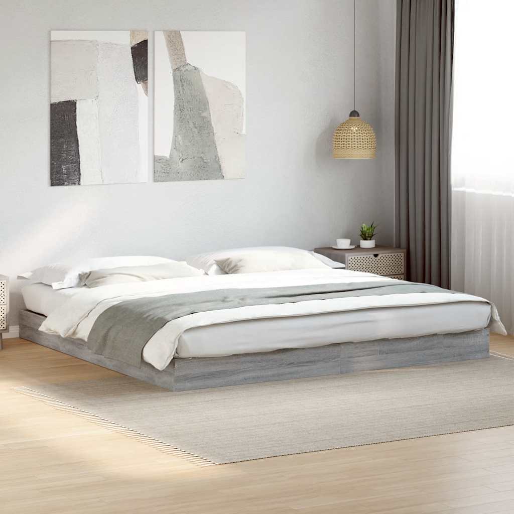 vidaXL Rama łóżka bez materaca Szary Sonoma 180x200cm Drewno klejone
