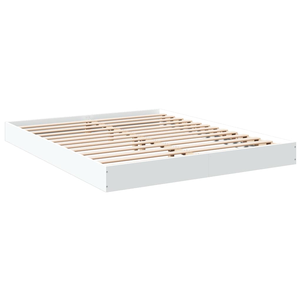 vidaXL Rama łóżka bez materaca Biała 160x200cm Drewno klejone