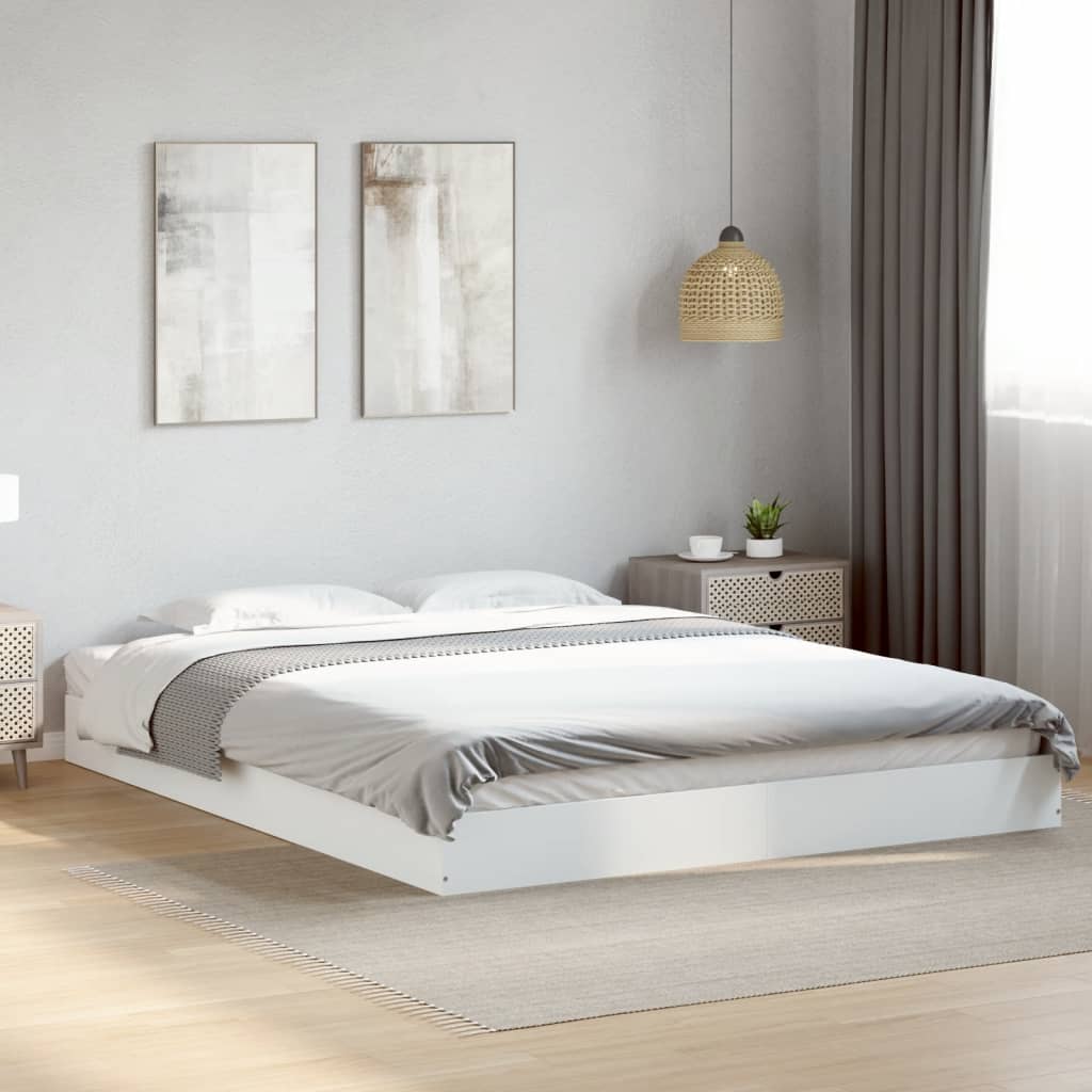 vidaXL Rama łóżka bez materaca Biała 160x200cm Drewno klejone