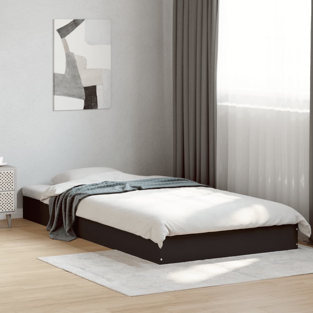 vidaXL Rama łóżka, czarna, 100x200 cm, materiał drewnopochodny