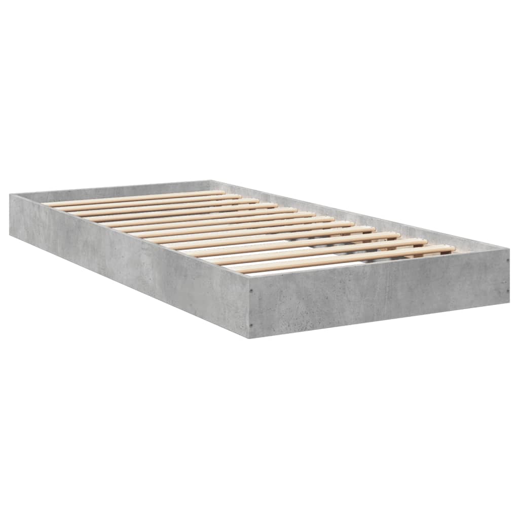vidaXL Rama łóżka, szarość betonu, 75x190 cm, materiał drewnopochodny