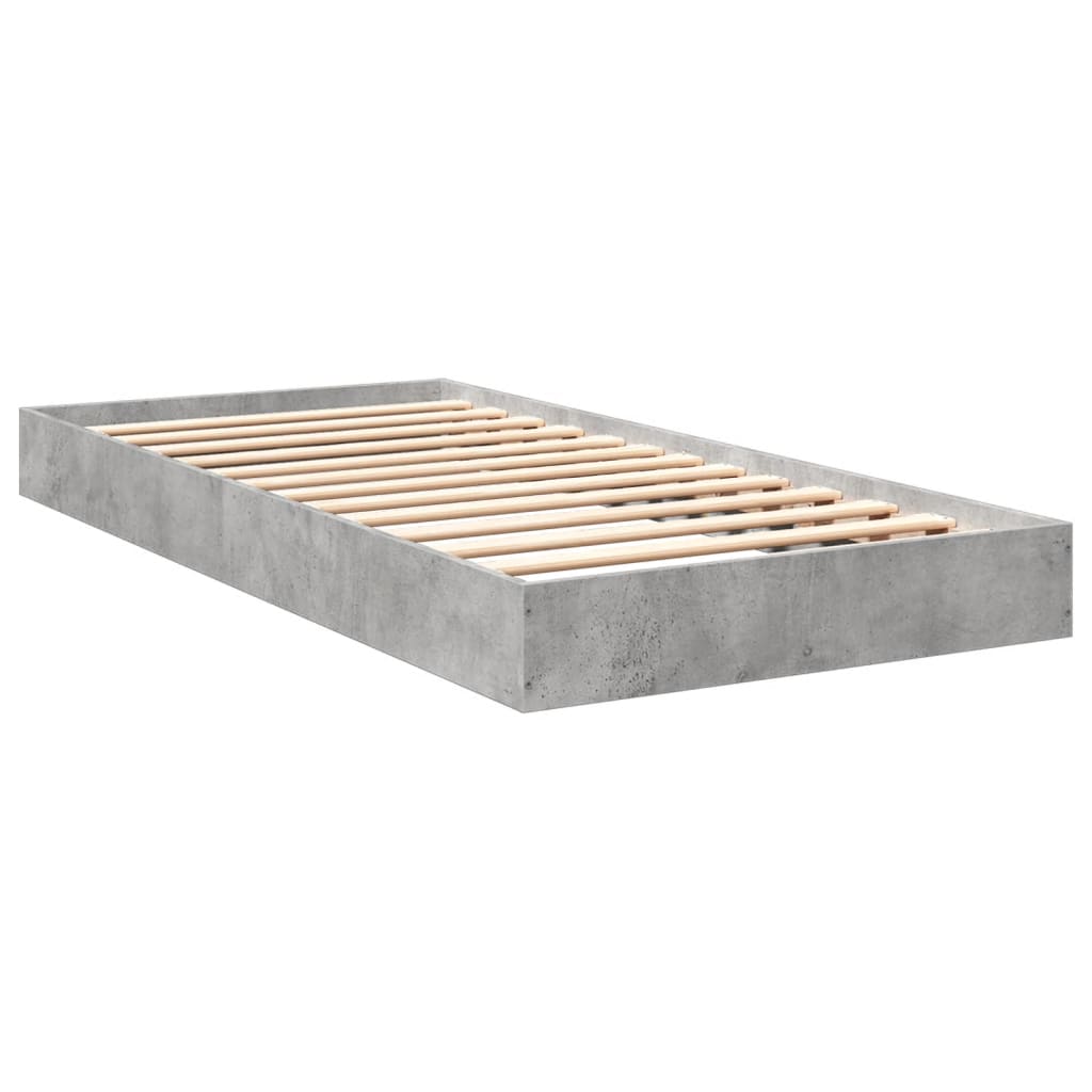 vidaXL Rama łóżka, szarość betonu, 75x190 cm, materiał drewnopochodny