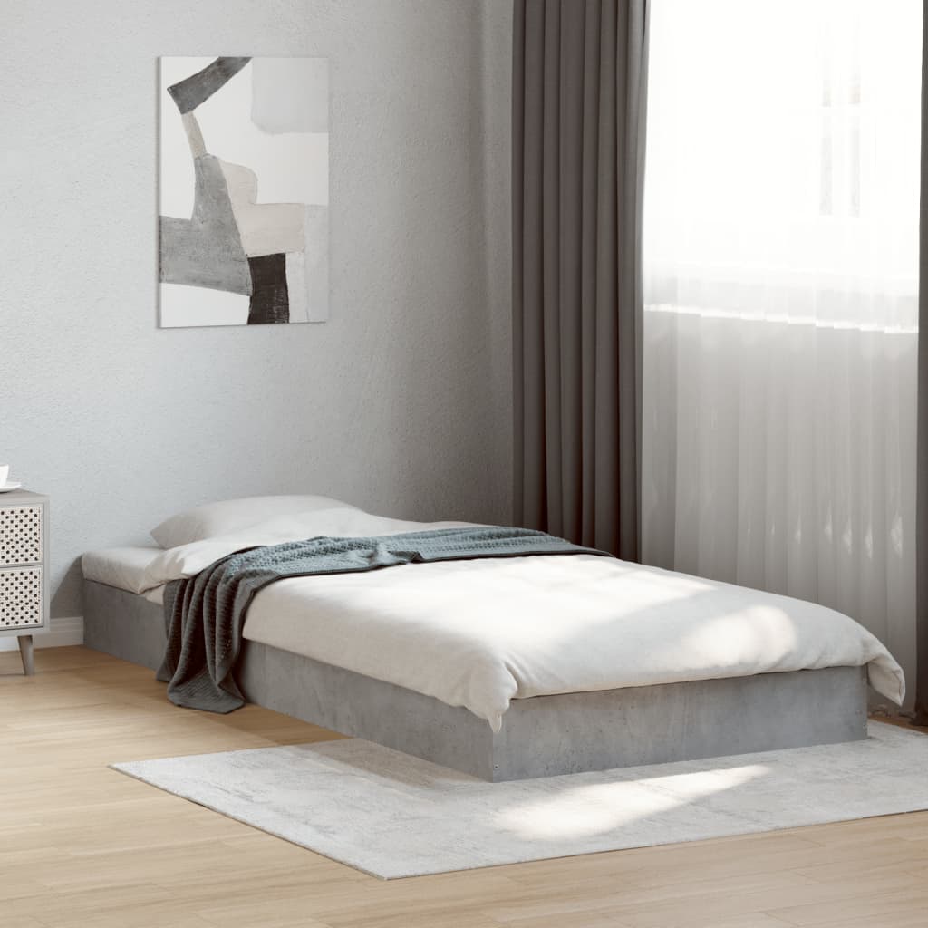 vidaXL Rama łóżka, szarość betonu, 75x190 cm, materiał drewnopochodny