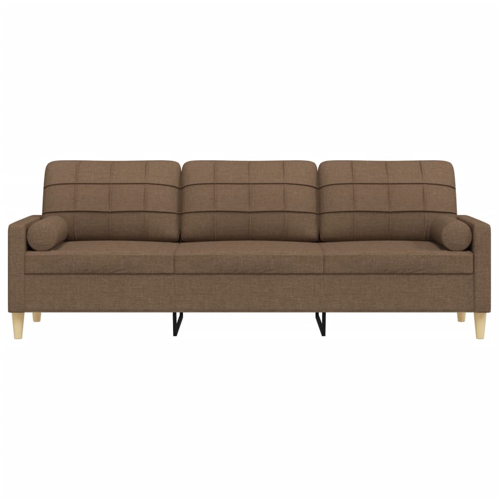 vidaXL 3-osobowa sofa z poduszkami, brązowa, 210 cm, obita tkaniną