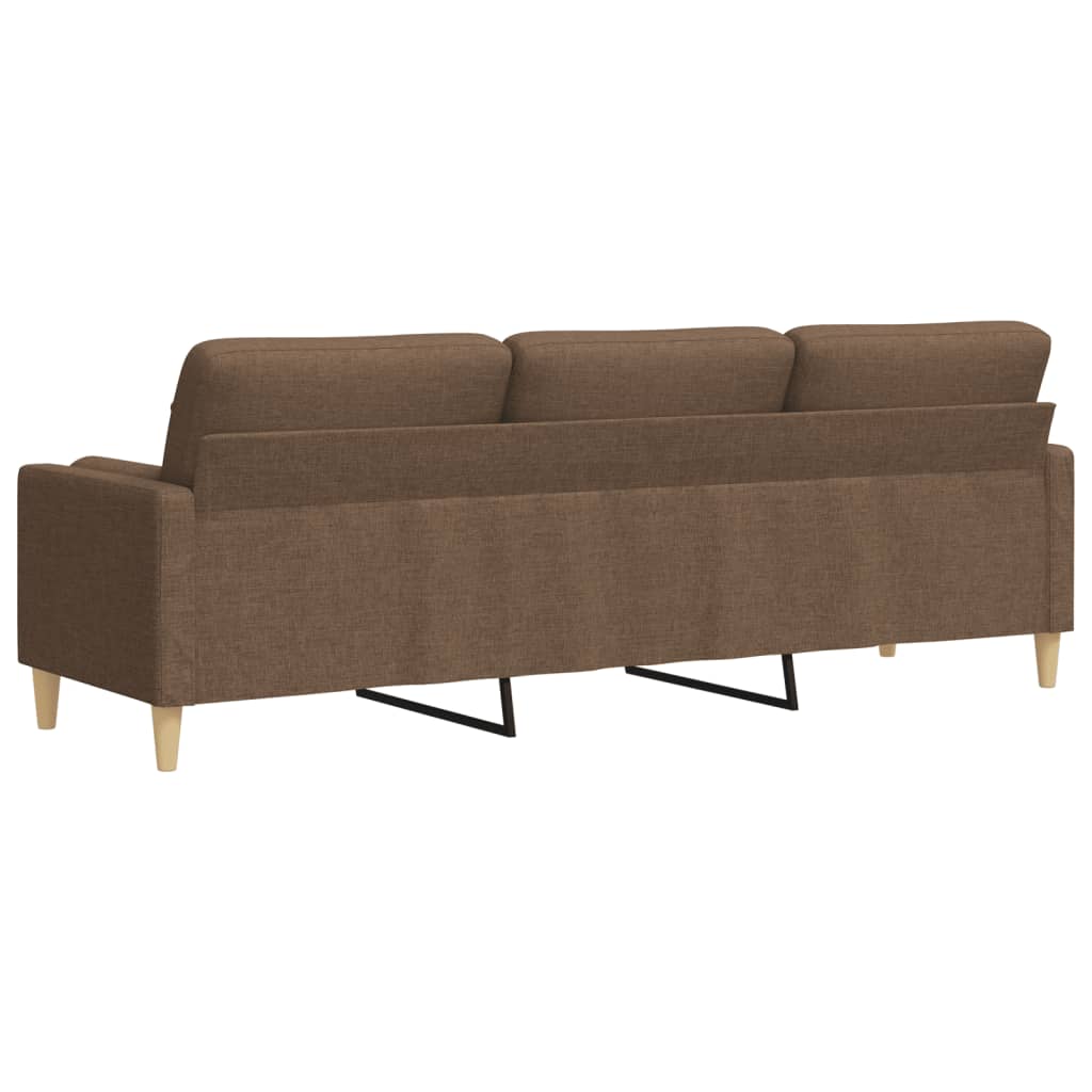 vidaXL 3-osobowa sofa z poduszkami, brązowa, 210 cm, obita tkaniną