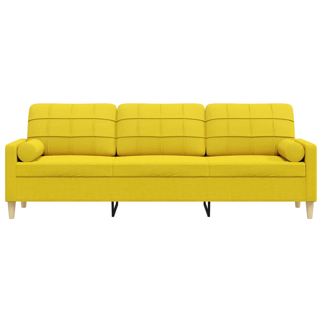 vidaXL 3-osobowa sofa z poduszkami, jasnożółta, 210 cm, obita tkaniną