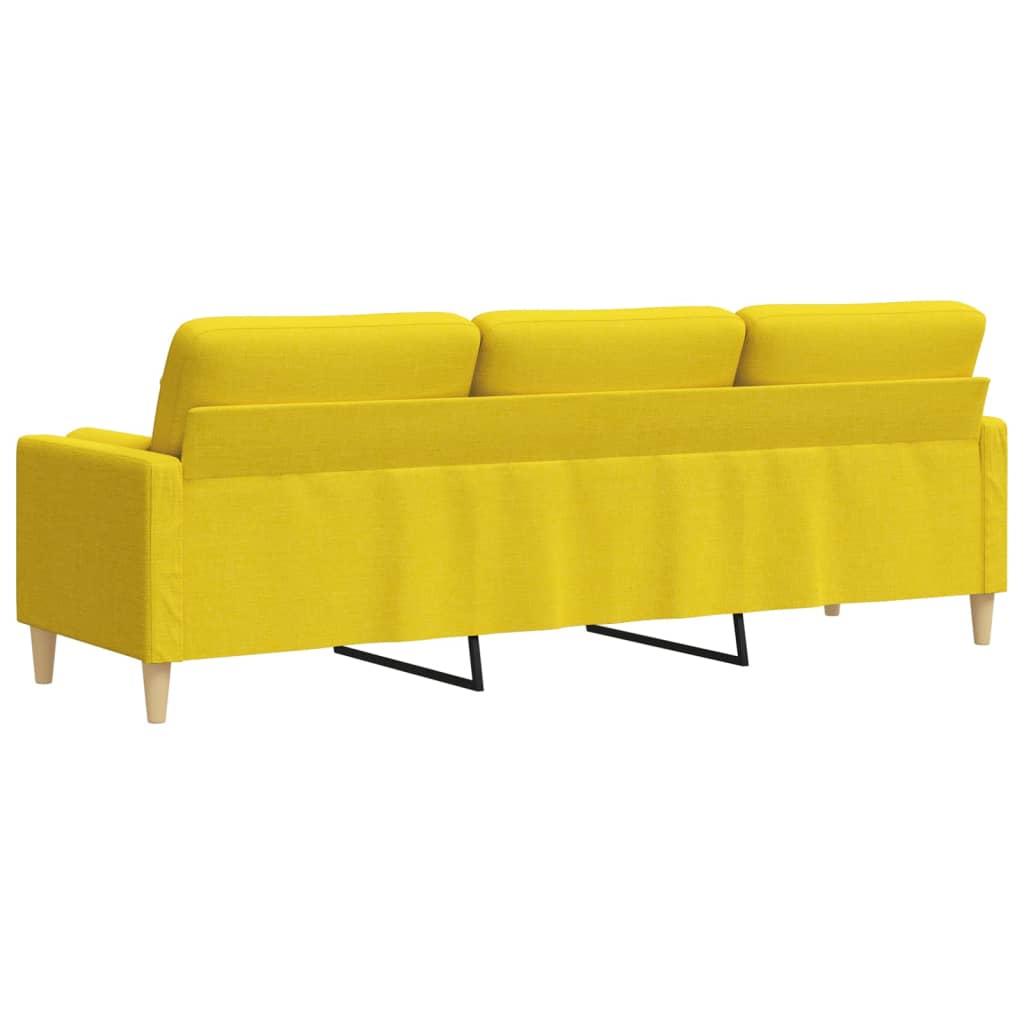 vidaXL 3-osobowa sofa z poduszkami, jasnożółta, 210 cm, obita tkaniną