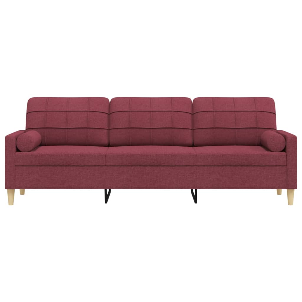 vidaXL 3-osobowa sofa z poduszkami, winna czerwień, 210 cm, tkanina