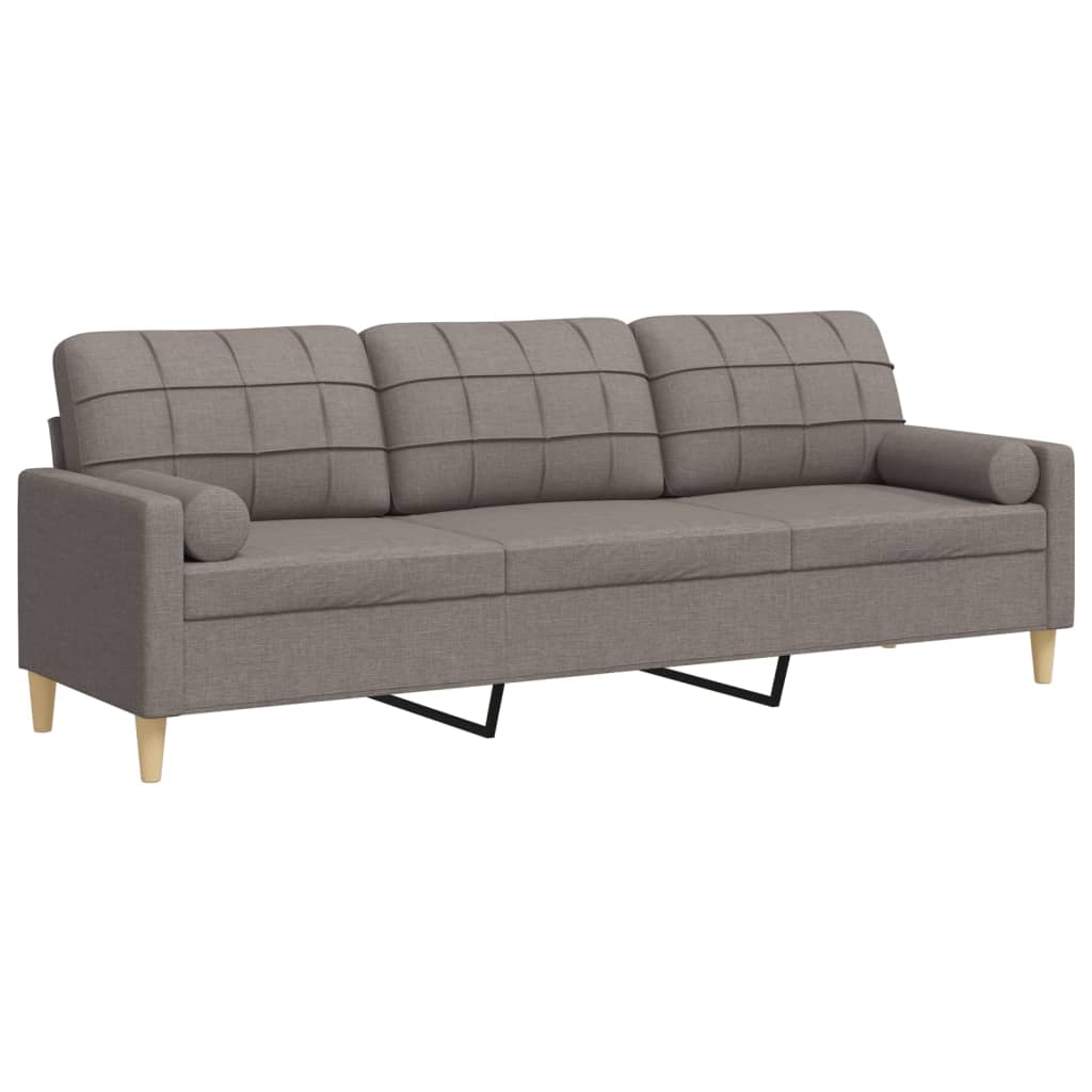 vidaXL 3-osobowa sofa z poduszkami, taupe, 210 cm, obita tkaniną