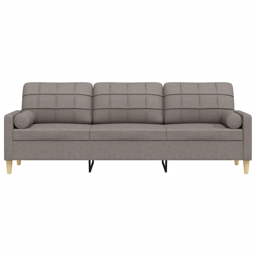 vidaXL 3-osobowa sofa z poduszkami, taupe, 210 cm, obita tkaniną