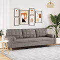 vidaXL 3-osobowa sofa z poduszkami, taupe, 210 cm, obita tkaniną