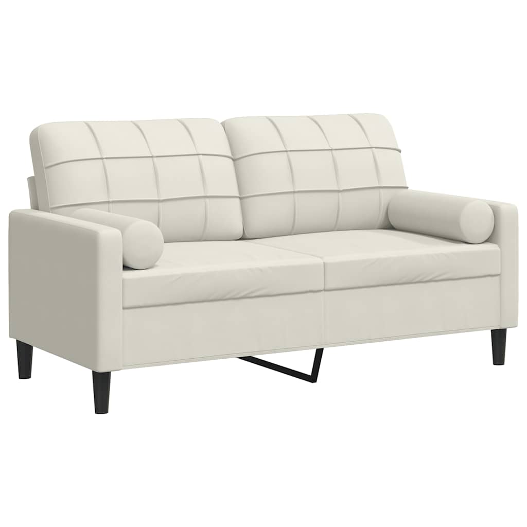 vidaXL 2-osobowa sofa z poduszkami, kremowa, 140 cm, aksamit