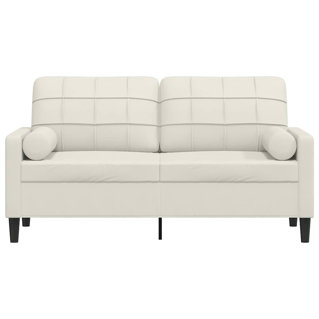 vidaXL 2-osobowa sofa z poduszkami, kremowa, 140 cm, aksamit