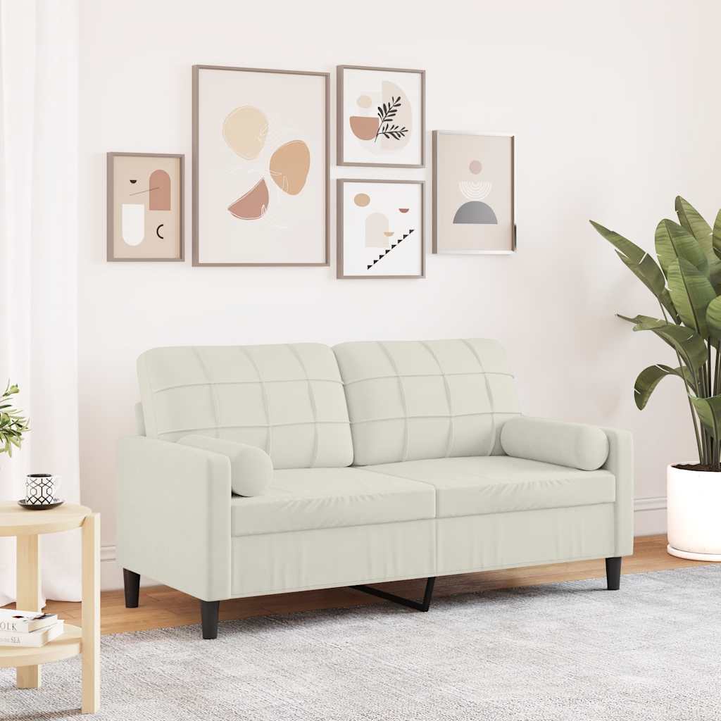 vidaXL 2-osobowa sofa z poduszkami, kremowa, 140 cm, aksamit
