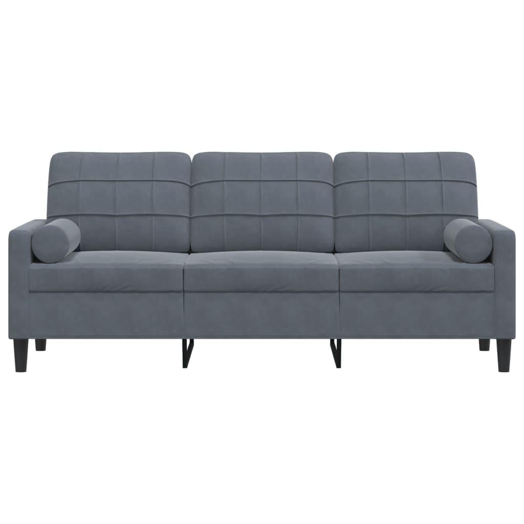 vidaXL 3-osobowa sofa z poduszkami, ciemnoszara, 180 cm, aksamit