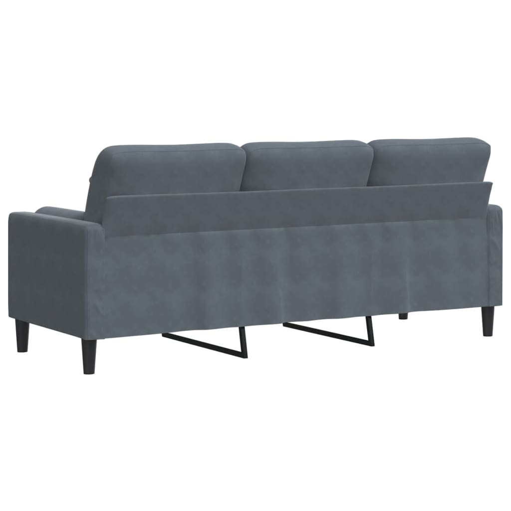 vidaXL 3-osobowa sofa z poduszkami, ciemnoszara, 180 cm, aksamit