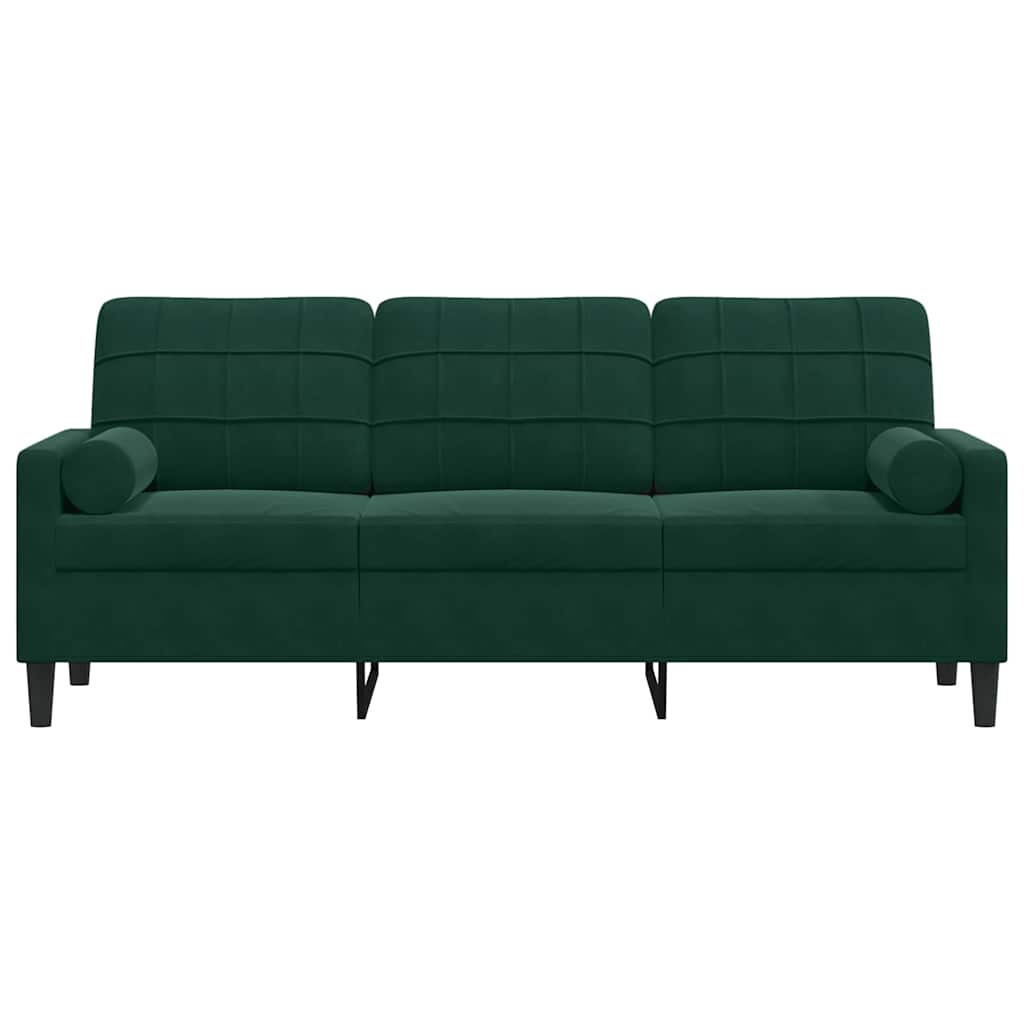vidaXL 3-osobowa sofa z poduszkami, ciemnozielona, 180 cm, aksamit