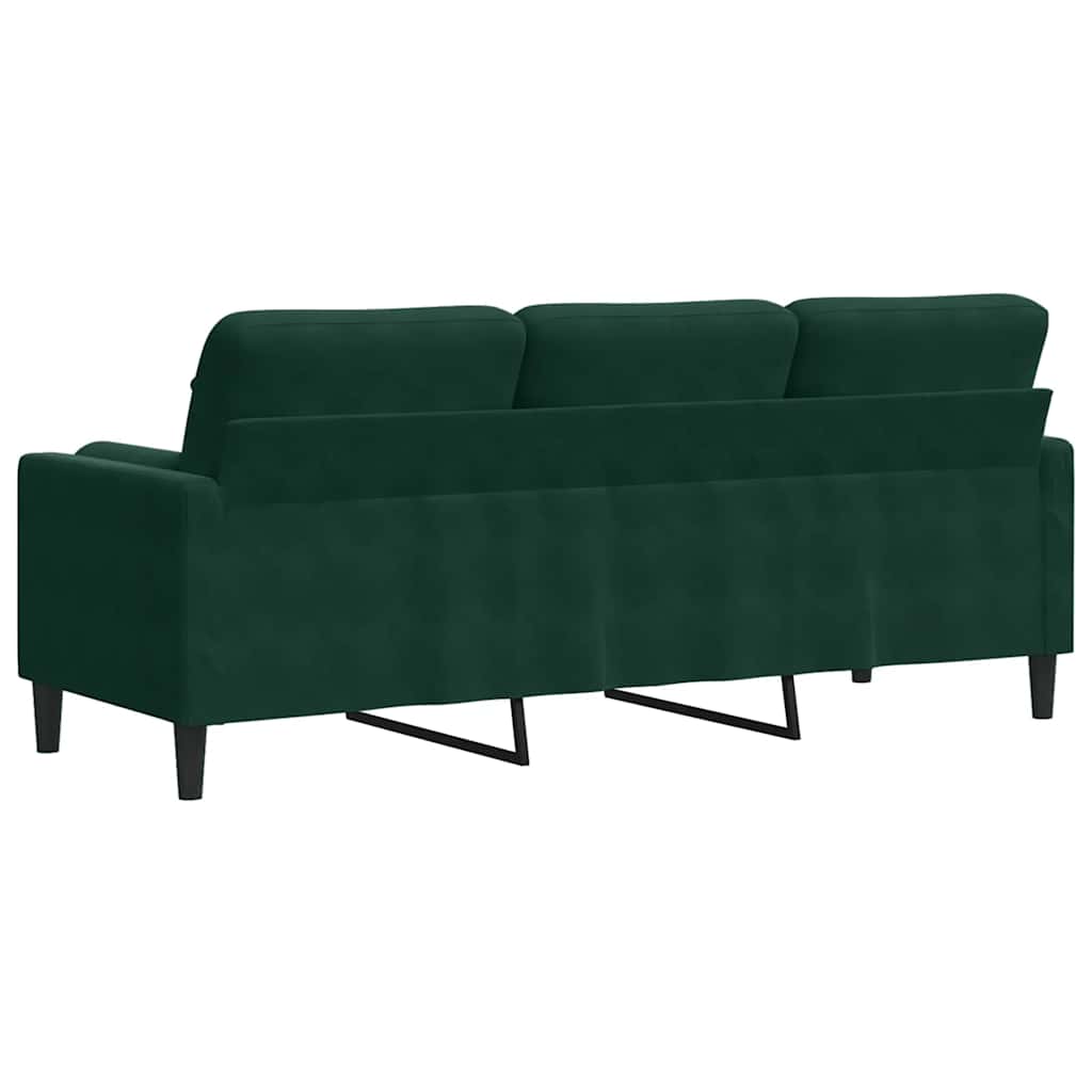 vidaXL 3-osobowa sofa z poduszkami, ciemnozielona, 180 cm, aksamit