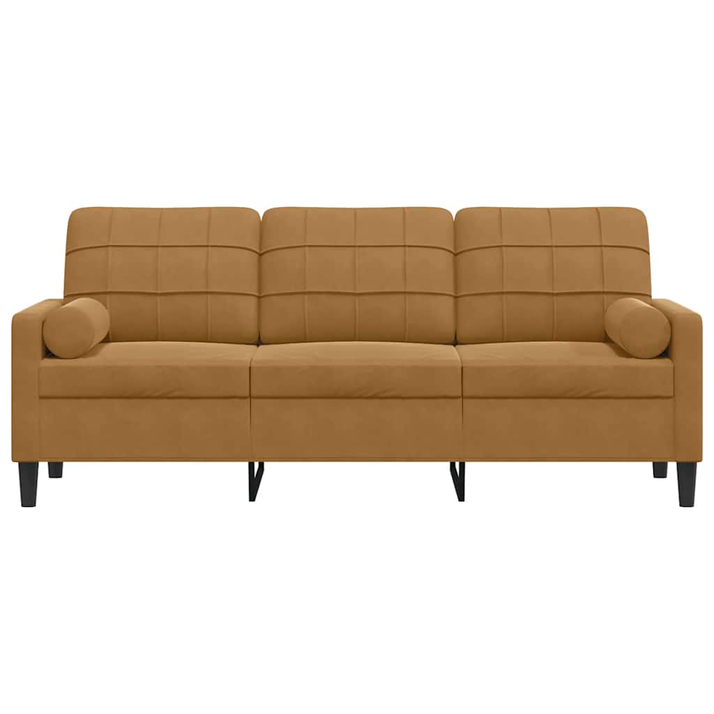 vidaXL 3-osobowa sofa z poduszkami, brązowa, 180 cm, aksamit
