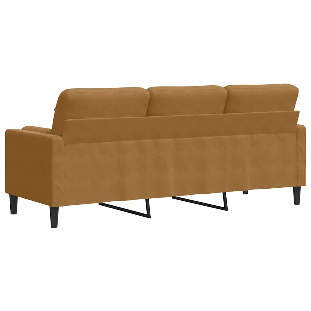 vidaXL 3-osobowa sofa z poduszkami, brązowa, 180 cm, aksamit