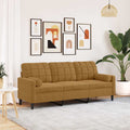 vidaXL 3-osobowa sofa z poduszkami, brązowa, 180 cm, aksamit
