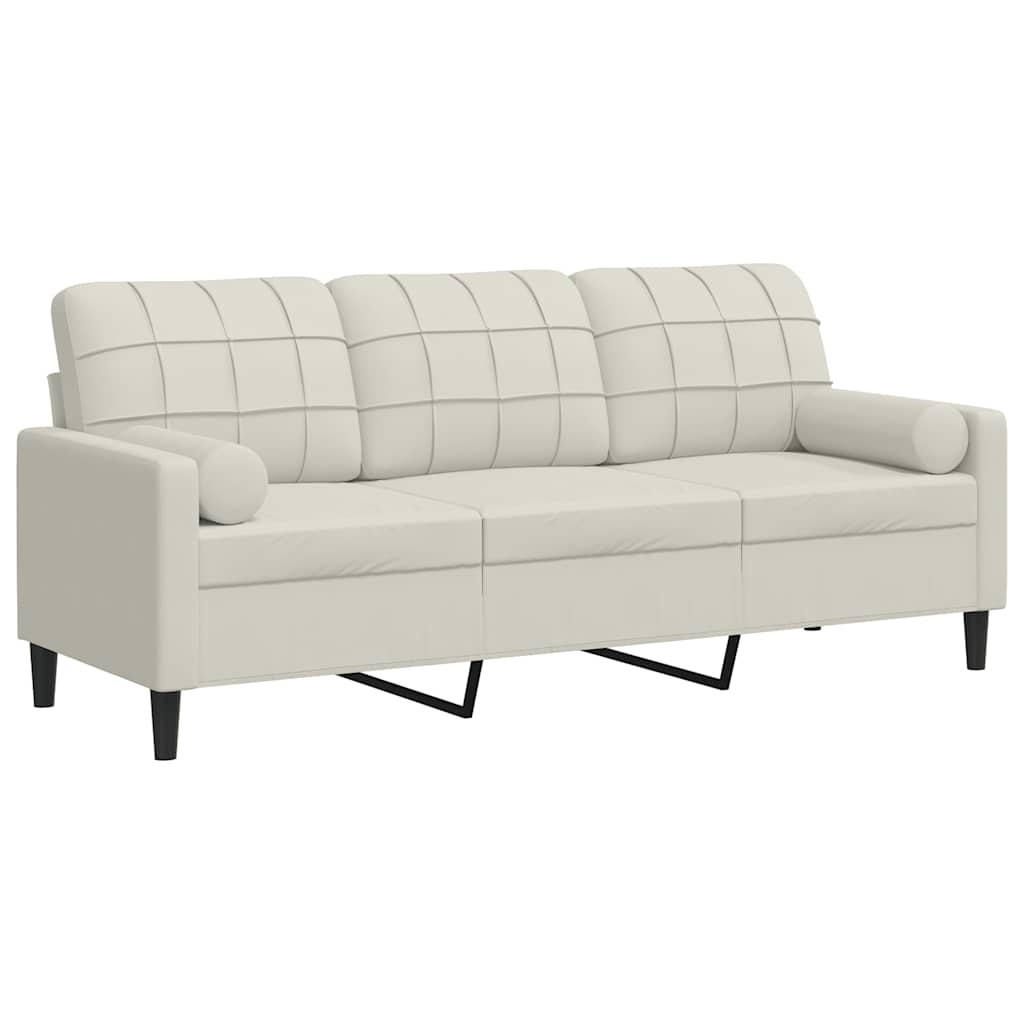 vidaXL 3-osobowa sofa z poduszkami, kremowa, 180 cm, aksamit