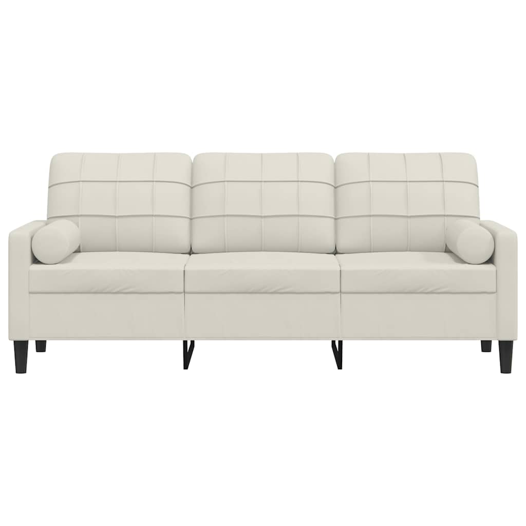 vidaXL 3-osobowa sofa z poduszkami, kremowa, 180 cm, aksamit