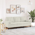 vidaXL 3-osobowa sofa z poduszkami, kremowa, 180 cm, aksamit