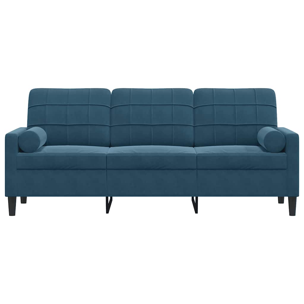 vidaXL 3-osobowa sofa z poduszkami, niebieska, 180 cm, aksamit