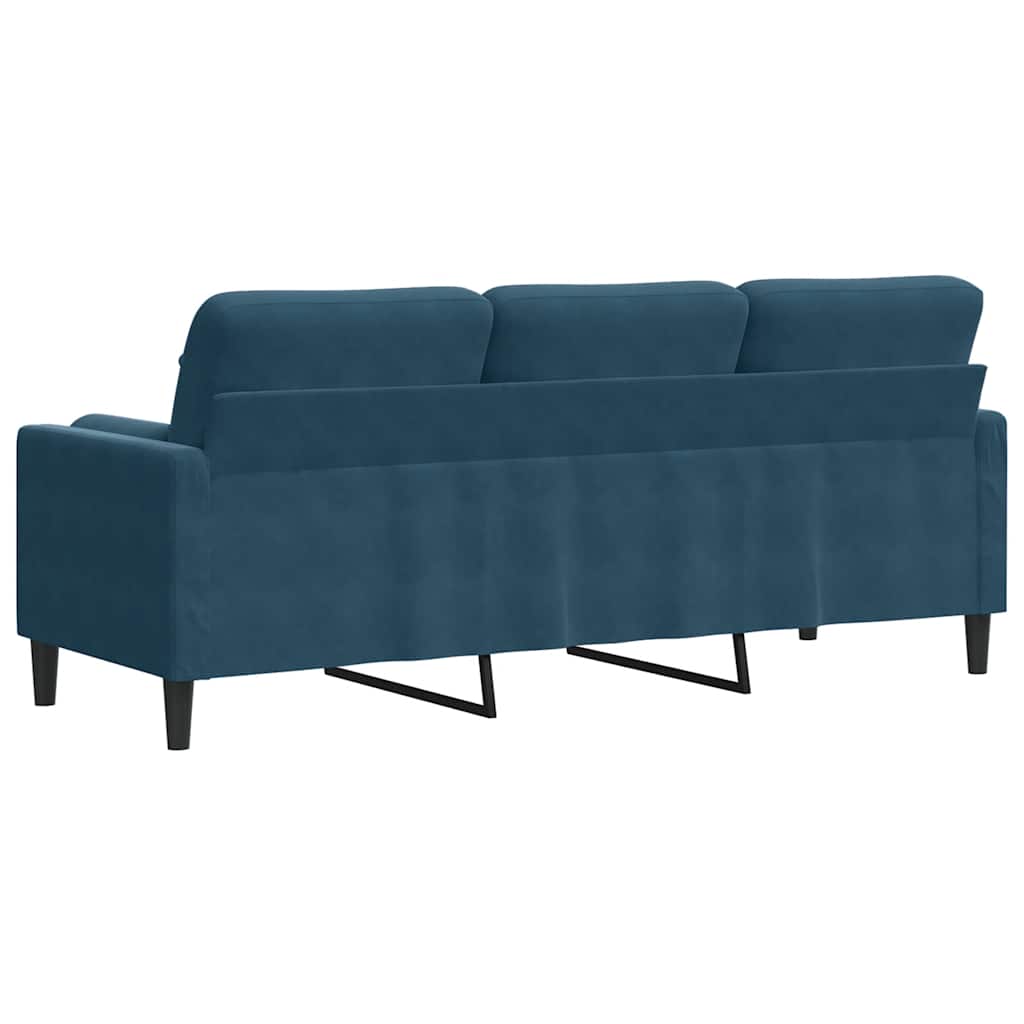 vidaXL 3-osobowa sofa z poduszkami, niebieska, 180 cm, aksamit
